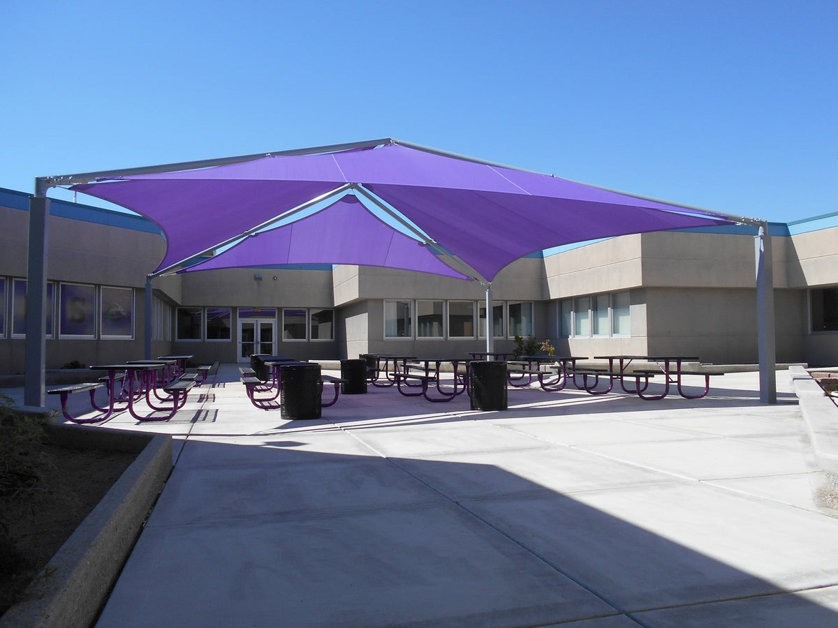 SuperSpan Hip Multi-Panel Shade Structure example; pictured size and colors may vary