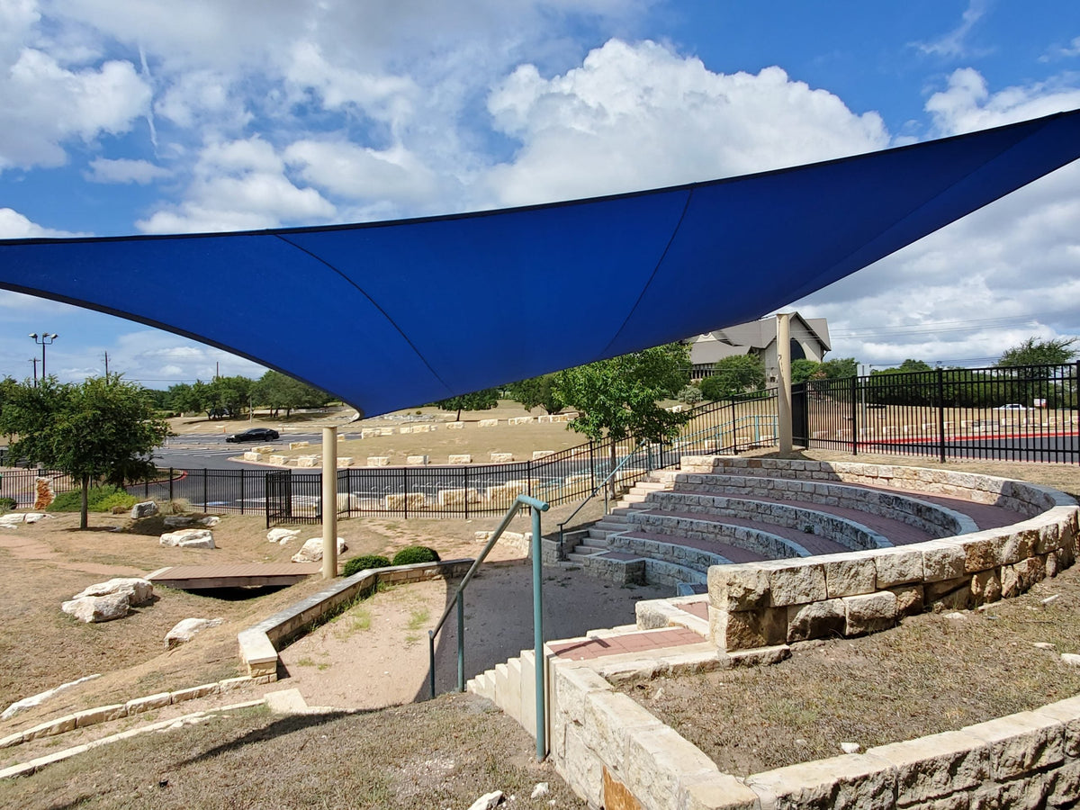 4 Point Sail Shade Structure example; pictured size and colors may vary