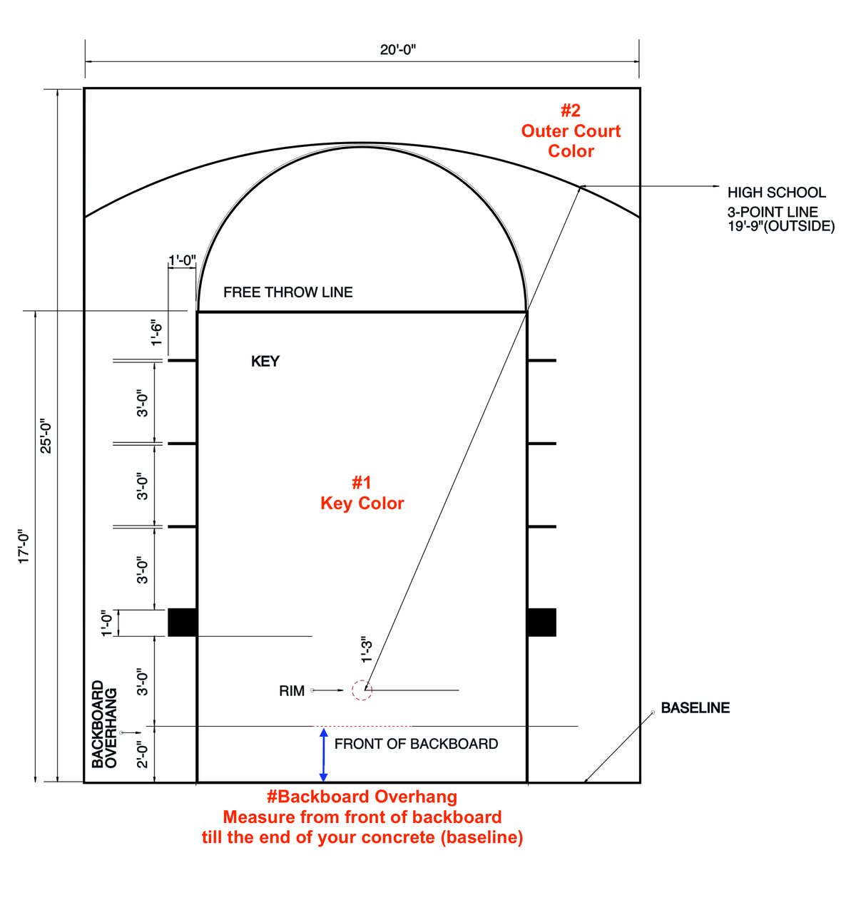 ProTile Basketball Court Floor, 20×25 Kit, Outdoor / Indoor