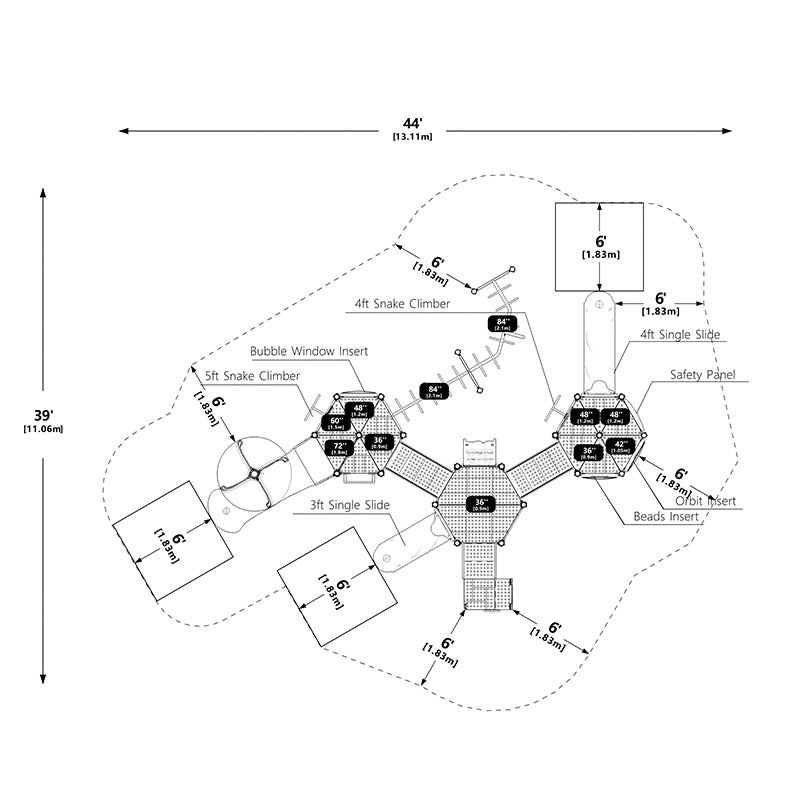 Taylors Crossing 44 x 39 ft use zone plan