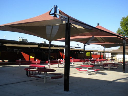 Mariner Pyramid Shade Structure example; pictured size and colors may vary