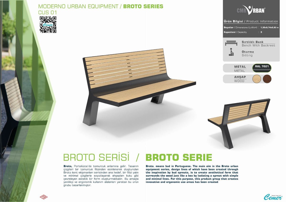 Cemer Broto Backrest Bench CUS 01 Site Furnishing