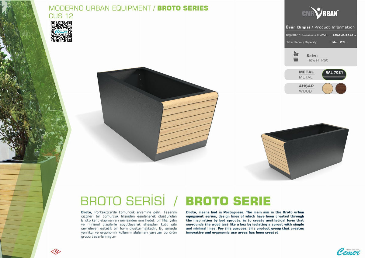 Cemer Broto Rectangle Planter CUS 12 Site Furnishing