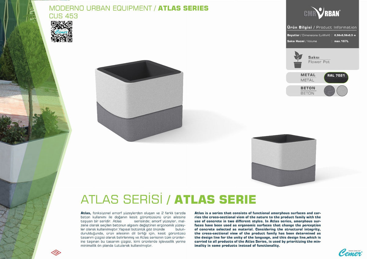 Cemer Atlas Small Planter CUS 453 Site Furnishing