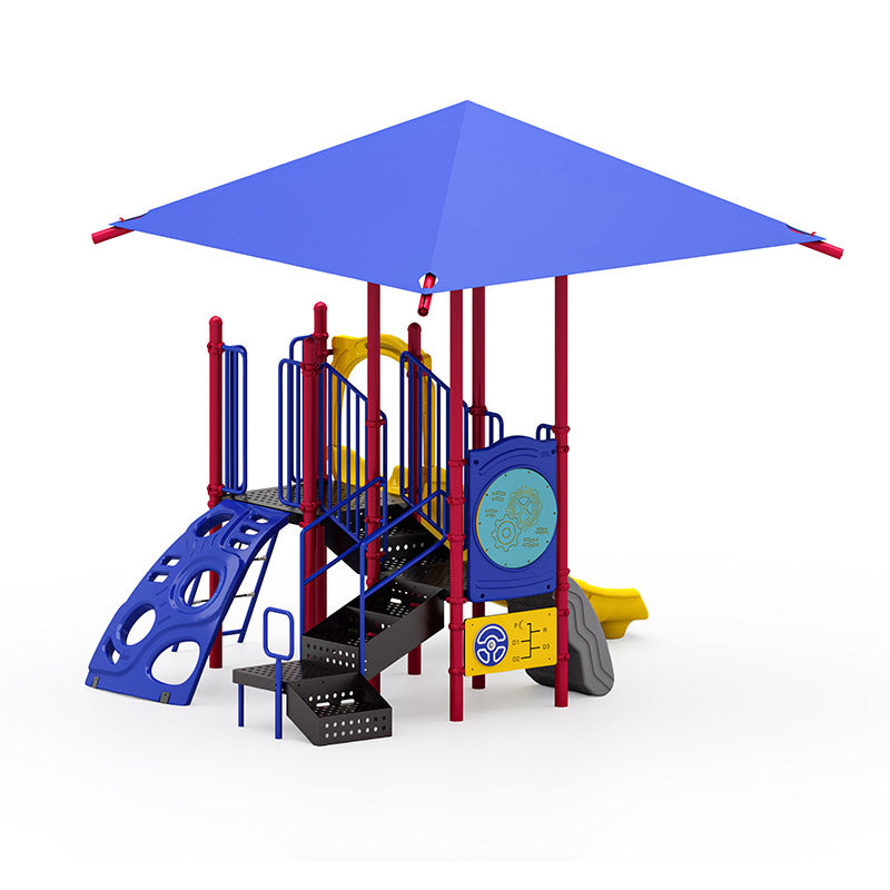 Pat's Place commercial playground equipment by World Klass Play – Primary Colors – Shade Canopy – view 11