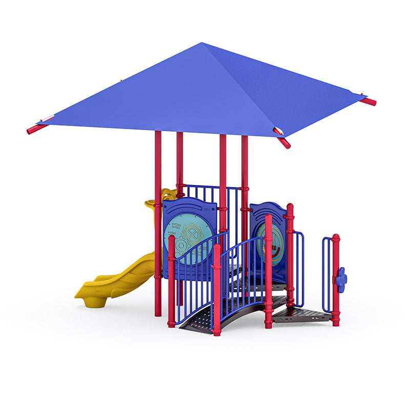 Pebble Chase commercial playground equipment by World Klass Play – Primary Colors – Shade Canopy – view 11