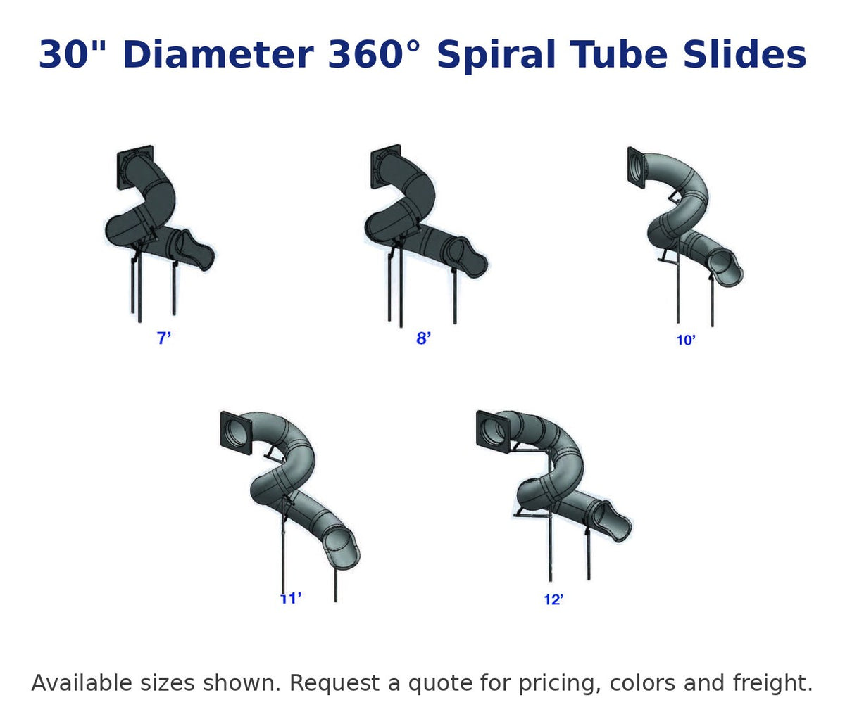 RTS 30" 360° Spiral Tube Slide - all sizes at a glance