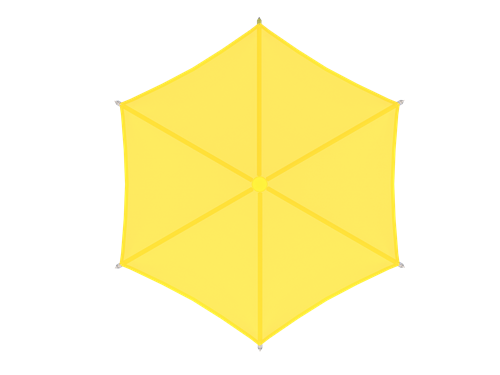 Hexagon Single Post Umbrella Roof Shade Structure example; pictured size and colors may vary