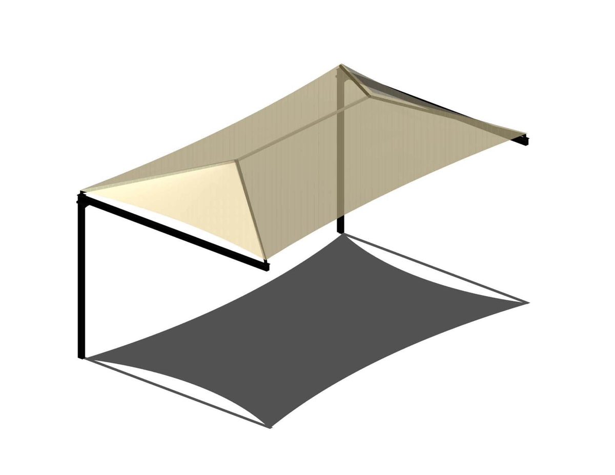 Full Cantilever Hip Shade Structure example; pictured size and colors may vary