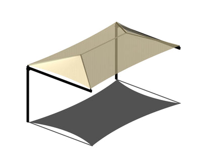 Full Cantilever Hip Shade Structure example; pictured size and colors may vary
