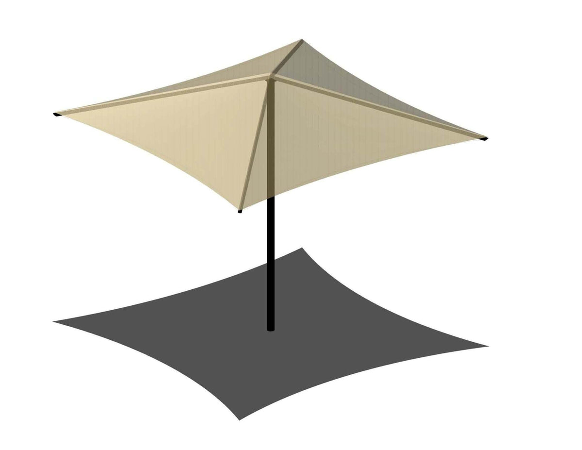 Modern Shade center-post square umbrella manufacturer rendering; pictured size and colors may vary