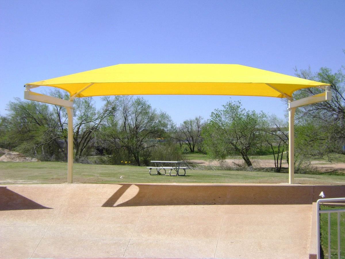 Full Cantilever Hip Shade Structure example; pictured size and colors may vary