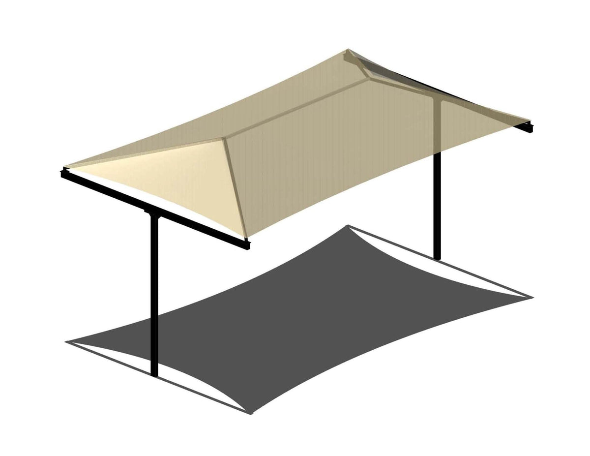 T-Post Hip Shade Structure example; pictured size and colors may vary