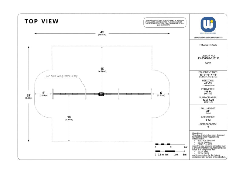3.5" Arch Swing Frame 8ft-3 Bay