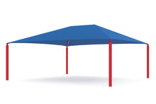 Hip Roof Shade Structure with 4 Posts and 10 Foot Entry example; pictured size and colors may vary
