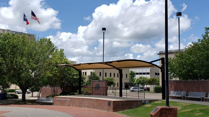 Arched Full Cantilever Shade Structure example; pictured size and colors may vary