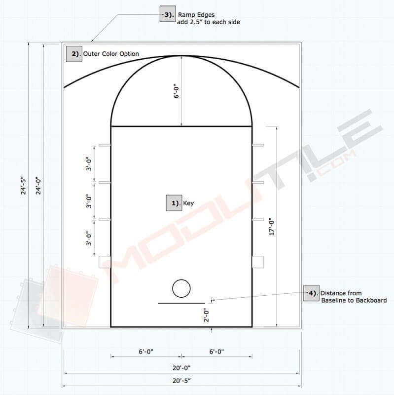 ProTile Basketball Court Floor, 20×24, Kit, Outdoor / Indoor