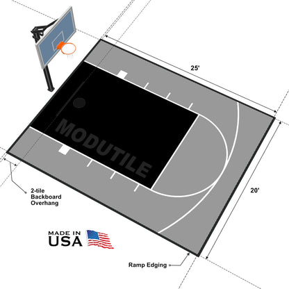 ProTile Basketball Court Floor, 20×25 Kit, Outdoor / Indoor