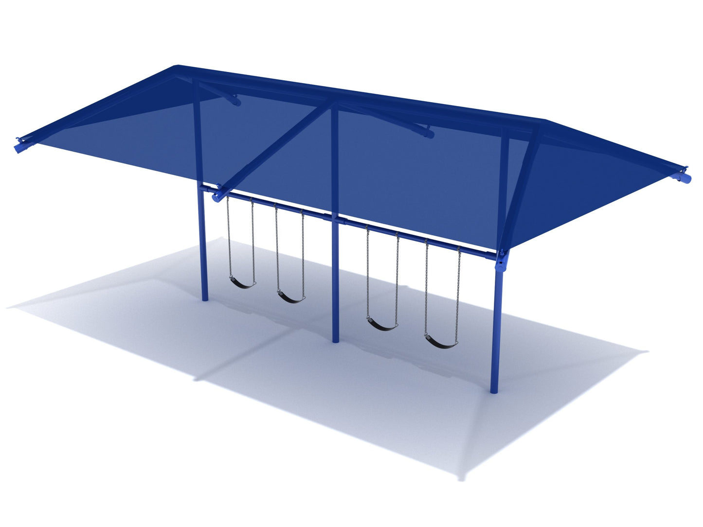 8 Feet High Elite Single Post Swing with Shade - 2 Bay w Belt Seats