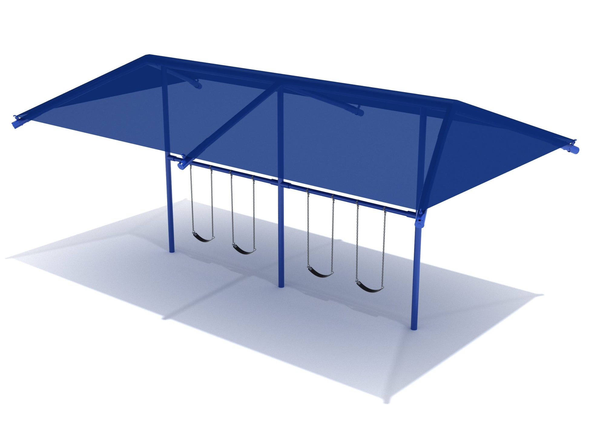 8 Feet High Elite Single Post Swing with Shade - 2 Bay w Belt Seats