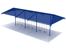 8 Feet High Elite Single Post Swing with Shade - 3 Bay w Belt Seats
