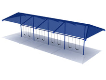 8 Feet High Elite Single Post Swing with Shade - 4 Bay w Belt Seats