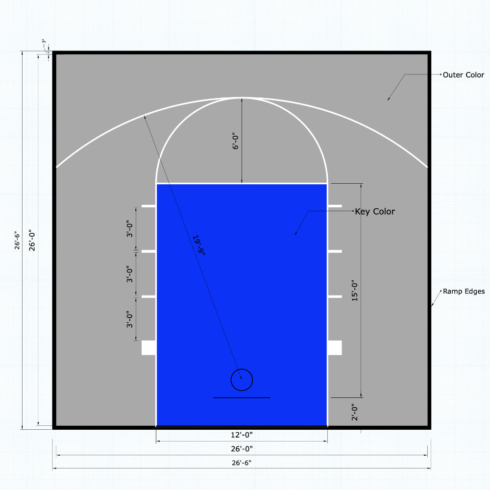 ProTile 26×26 Basketball Half-Court Floor, Kit, Outdoor / Indoor