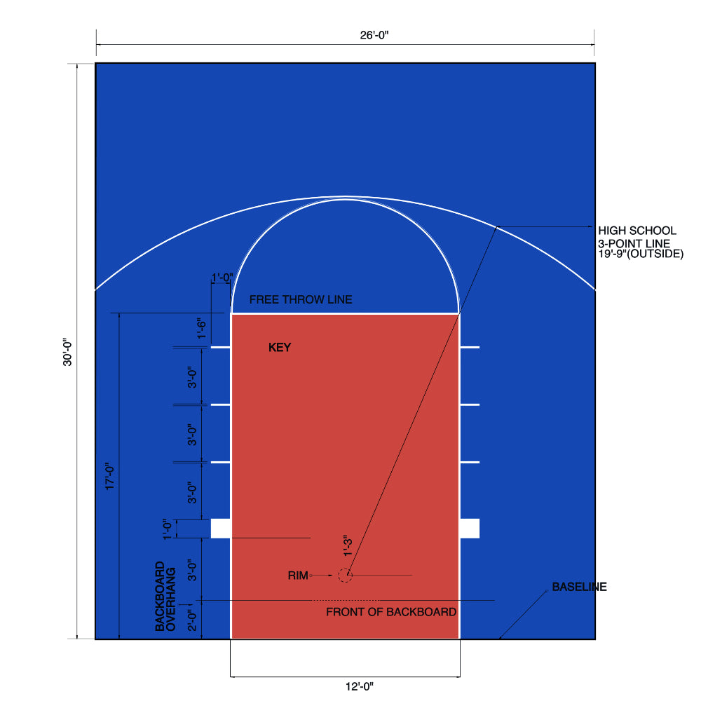 ProTile 26×30 Basketball Half-Court Floor, Kit, Outdoor / Indoor