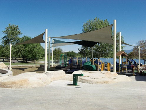 3 Point Sail Shade Structure example; pictured size and colors may vary