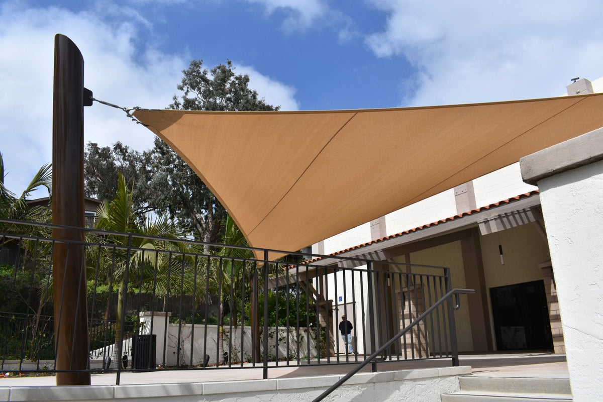 3 Point Triangle Sail Shade Structure example; pictured size and colors may vary
