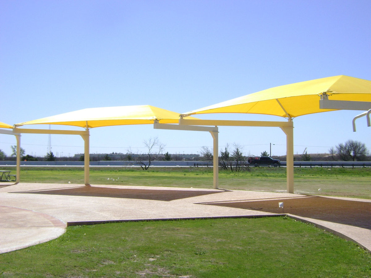 Full Cantilever Hip Shade Structure example; pictured size and colors may vary