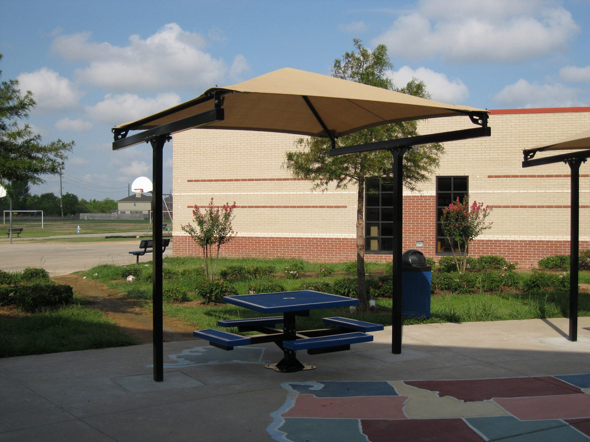 T-Post Pyramid Shade Structure example; pictured size and colors may vary