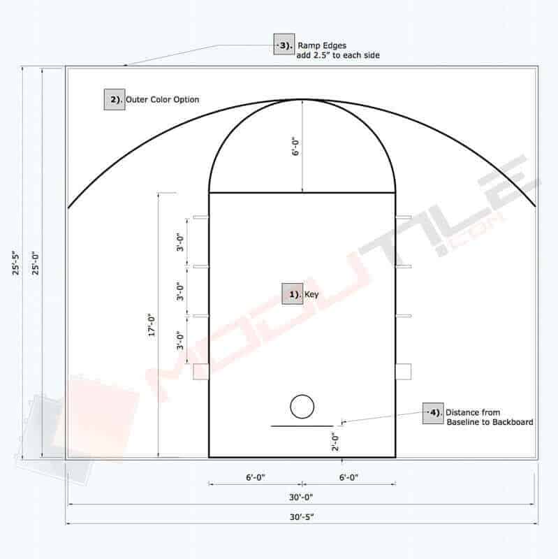 ProTile Sport Basketball Court Floor, 30×25, Kit