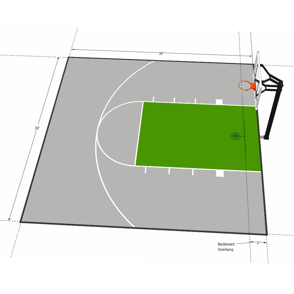 ProTile 30×30 Basketball Half-Court Floor, Kit, Outdoor / Indoor