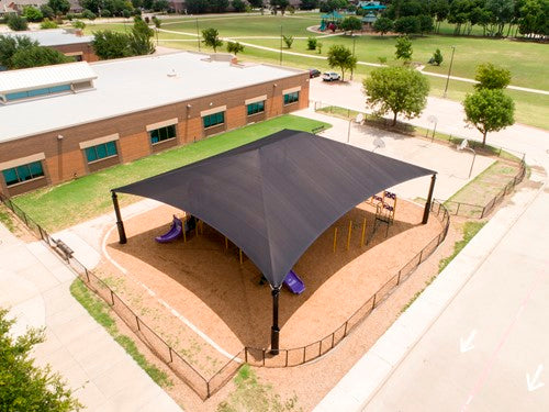 Superspan Hip Roof Shade Structure example; pictured size and colors may vary