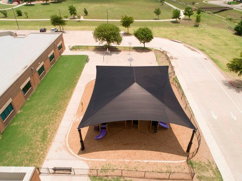 Superspan Hip Roof Shade Structure example; pictured size and colors may vary