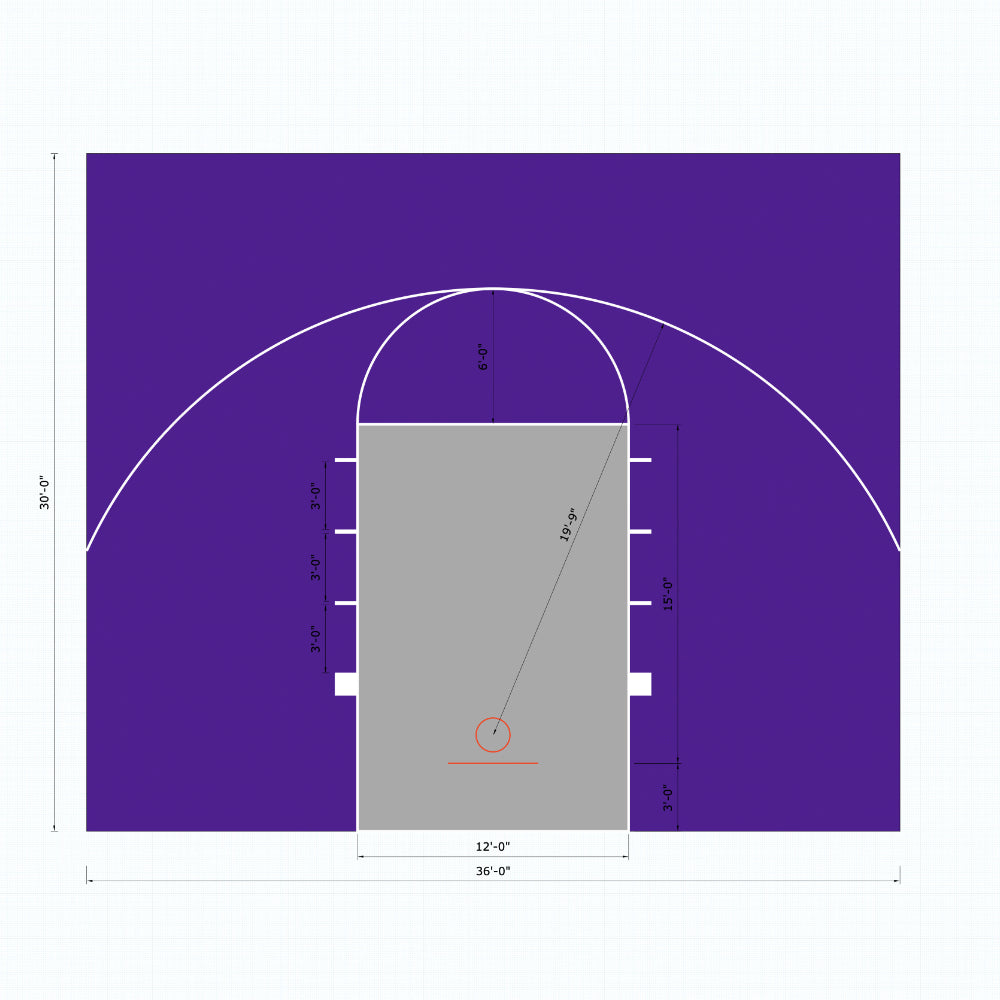 ProTile Basketball Court Floor, 36×30, Kit, Outdoor / Indoor