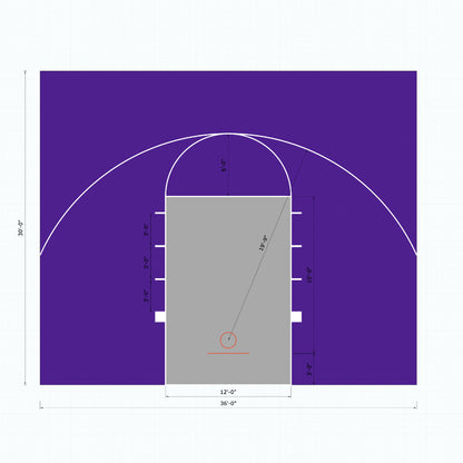 ProTile Basketball Court Floor, 36×30, Kit, Outdoor / Indoor