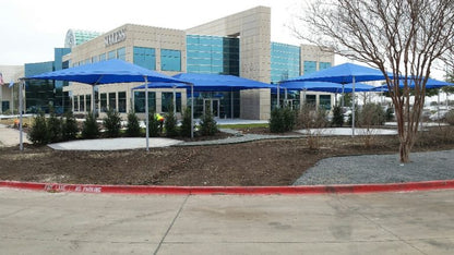 Hip Roof Shade Structure with 4 Posts example; pictured size and colors may vary