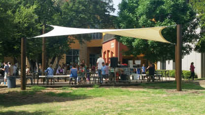 4 Point Sail Shade Structure example; pictured size and colors may vary