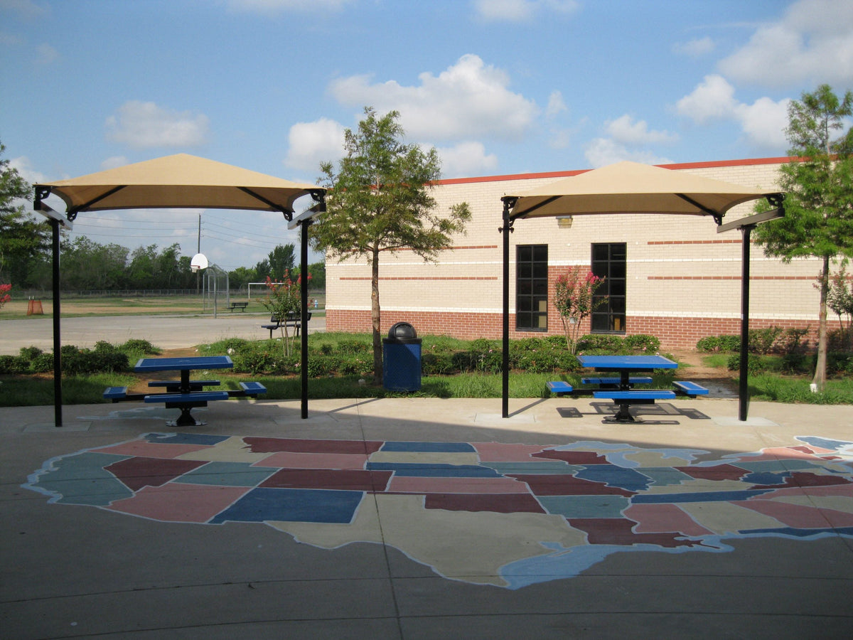 T-Post Pyramid Shade Structure example; pictured size and colors may vary