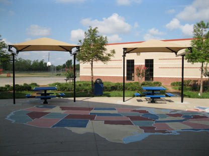 T-Post Pyramid Shade Structure example; pictured size and colors may vary