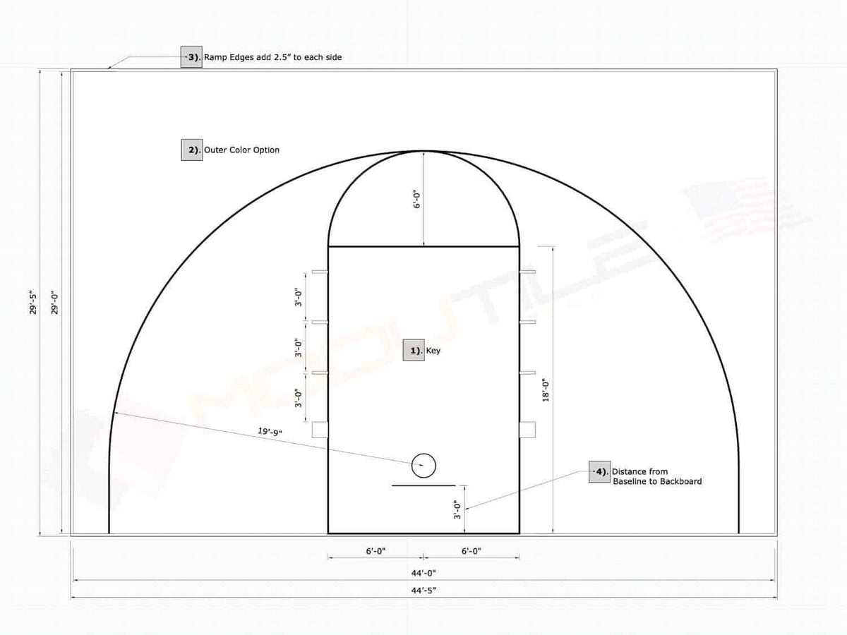 ProTile Basketball Court Tile, 44×29 Kit – Outdoor / Indoor