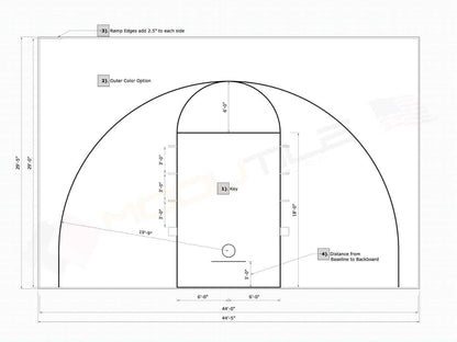 ProTile Basketball Court Tile, 44×29 Kit – Outdoor / Indoor