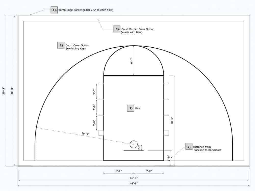 ProTile Half Court Basketball Floor, 46×30, Kit