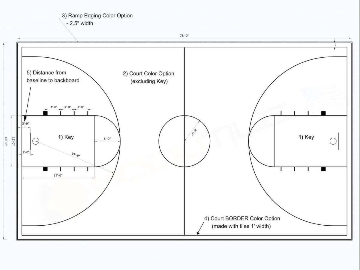 ProTile Full Court Basketball Floor, 46×78, Kit