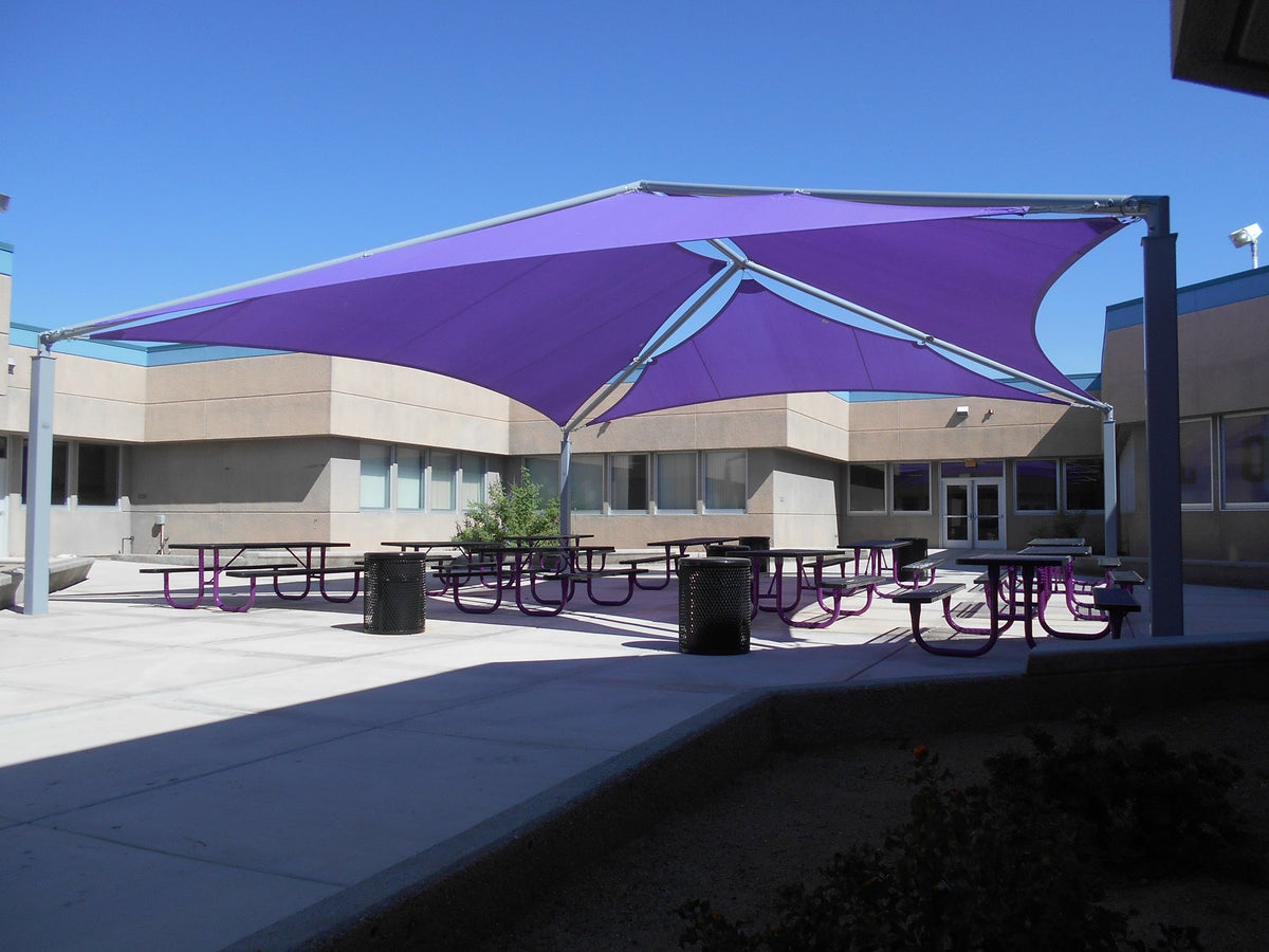 SuperSpan Hip Multi-Panel Shade Structure example; pictured size and colors may vary