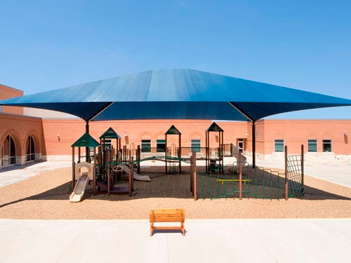 Superspan Hip Roof Shade Structure example; pictured size and colors may vary