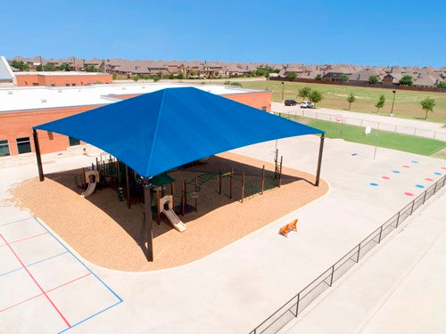 Superspan Hip Roof Shade Structure example; pictured size and colors may vary