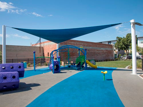3 Point Sail Shade Structure example; pictured size and colors may vary